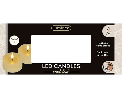 LED Realistisches Docht-Teelicht wachs Flacker-Effekt creme warmweiße LED 7.5x6cm