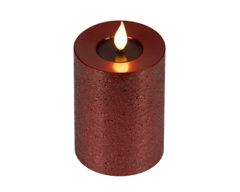 LED Echtwachskerze Flacker-Effekt ochsenblut warmweiße LED 7.5x13.5cm