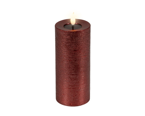 LED Echtwachskerze Flacker-Effekt ochsenblut warmweiße LED 7.5x20cm