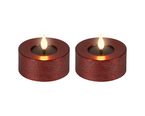 LED Echtwachskerze Flacker-Effekt ochsenblut warmweiße LED 7.5x6cm