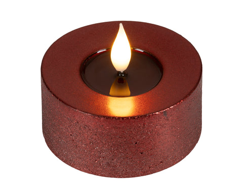 LED Echtwachskerze Flacker-Effekt ochsenblut warmweiße LED 7.5x6cm