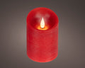 LED Echtwachskerze Flacker-Effekt rot warmweiße LED 7.5x10.5cm