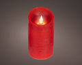 LED Echtwachskerze Flacker-Effekt rot warmweiße LED 7.5x13.5cm
