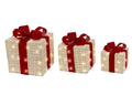 LED Geschenkschachteln 3er Set weiß warmweiße LED 25x25x28cm