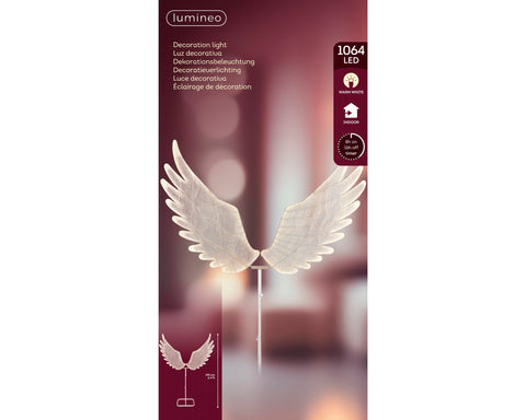 LED Engelsfluegel Stoff weiß warmweiße LED 38x148x164cm