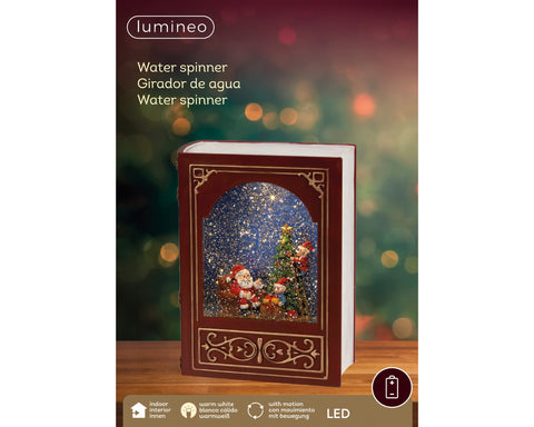 LED Wassersprenkler Buch Santa rot warmweiße LED 7x17x23.5cm