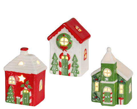 LED Haus Porzellan 7.4x6x12cm