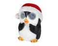 Led pinguin außen kaltweiße led 10x11,5x13,5 cm schwarz-weiß mit rotem weihnachtshut und leuchtenden speaker-augen