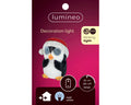 Led pinguin von lumineo mit blinkenden augen und rotem santahut aus schwarzem und weißem kunststoff für außenbereich