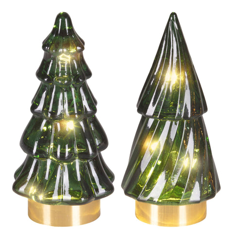 LED Baum Glas grün warmweiße LED 6x12.8cm