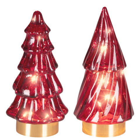 LED Baum Glas rot warmweiße LED 6x12.8cm