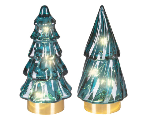 LED Baum Glas emerald warmweiße LED 6x12.8cm
