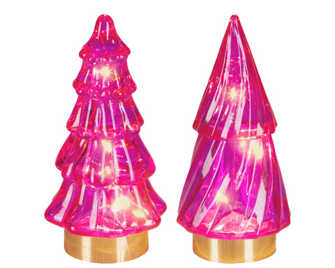 LED Baum Glas pink warmweiße LED 6x12.8cm