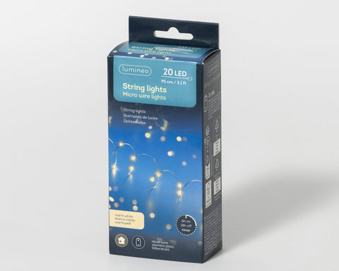 LED Mikro-Lichterkette silber 20 warmweiße LED 95cm