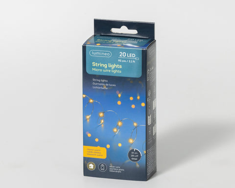 LED Mikro-Lichterkette silber 20 klassischwarme LED 95cm