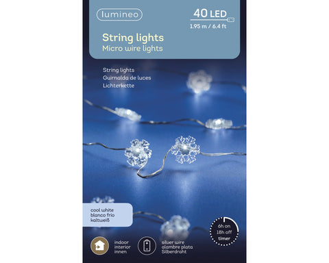 LED Mikro-Lichterkette silber 40 kaltweiße LED 195cm