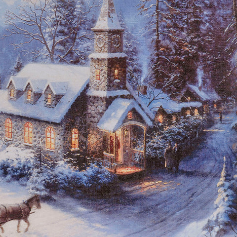 LED Bild Schneelandschaft klein warmweiße LED 1.5x38x28cm