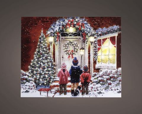 LED Leinwand "Kinder vor der Haustür"