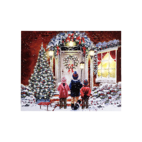 LED Leinwand "Kinder vor der Haustür"