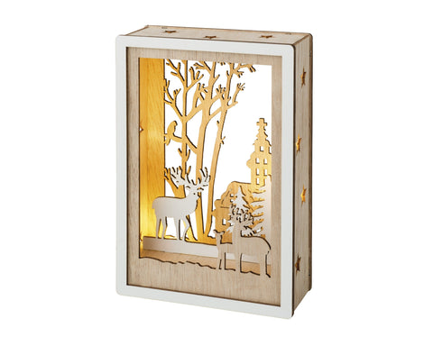 LED Szene Holz natur warmweiße LED 4x10x15cm