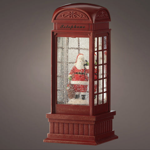 Wassersprenkler Telefonzelle rot warmweiße LED 11x11x25cm