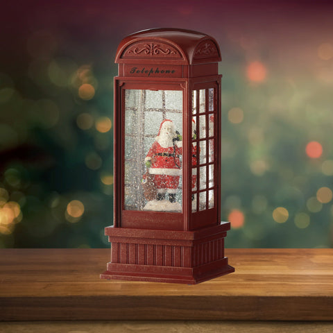 Wassersprenkler Telefonzelle rot warmweiße LED 11x11x25cm