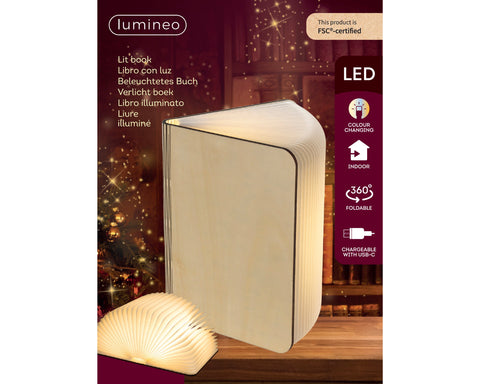 LED Buch Papier weiß 21.5x32.5x16.5cm