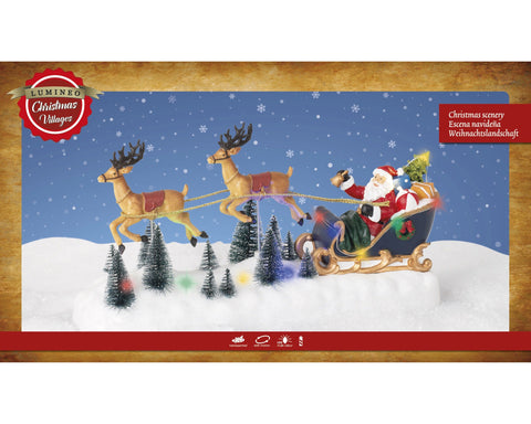 LED Szene Santa im Schlitten bunt 11.5x39.9x20.8cm