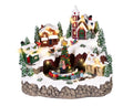 Led szene stadt mit zug warmweiße led 20x27x22.7cm zeigt beleuchtetes weihnachtliches dorf mit schneebedeckten bäumen und zug