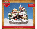 Led szene stadt mit zug warmweiße led illuminiert lumineo christmas villages winterdorf mit schnee und zug