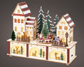 LED Szene Holz Stadt mit Bewegung warmweiße LED 10x27x22cm