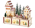 LED Szene Holz Stadt mit Bewegung warmweiße LED 10x27x22cm