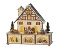 LED Szene Holz Haus mit Bewegung warmweiße LED 10x27x24.3cm