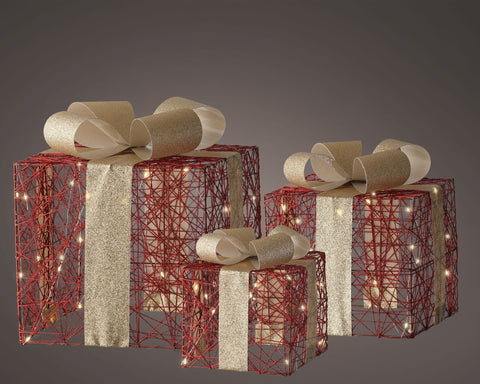 Mikro-LED Geschenkschachteln 3er Set rot