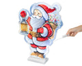 Festlicher led infinity santa rucksack mit beleuchtetem weihnachtsmann in rot weiß hält laterne und schmuckkorb