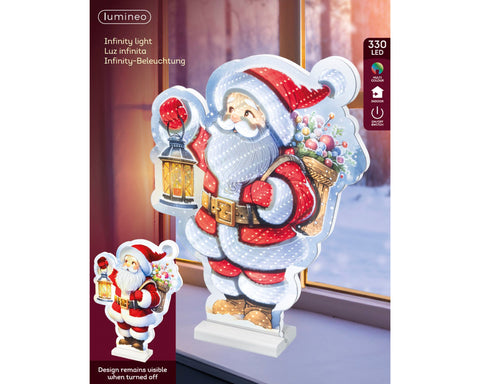 Led infinity santa rucksack blau 1.3x31x40cm mit leuchtendem lumineo infinity licht und bunter santa claus figur