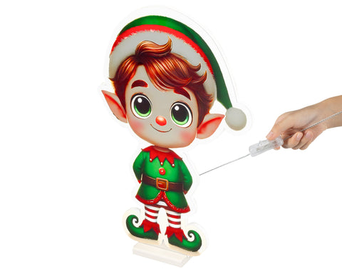 Ein fröhlicher cartoon wichtel mit roter und grüner kleidung led infinity wichtel bunt 1.3x37x57cm