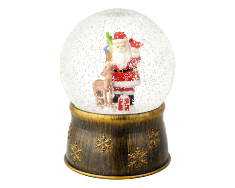 LED Schneekugel Santa gold warmweiße LED 13x17.5cm