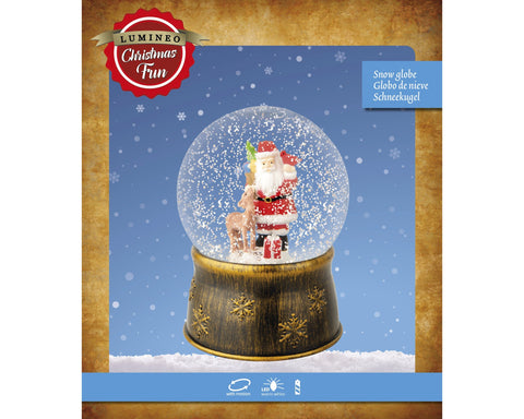 LED Schneekugel Santa gold warmweiße LED 13x17.5cm