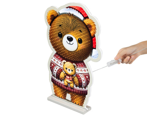 Led infinity bär bunt 1.3x36.5x57cm leuchtender weihnachtsbär mit roter santa mütze und weihnachtspullover