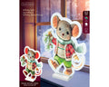 A charmant illustrierte weihnachtsmaus figurine in rot-grün kariertem pullover mit led infinity effekt