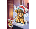 Led infinity büffel bunt 1.3x31x39.5cm festliche beleuchtete highland kuh mit weihnachtshut und bunten led-lichtern