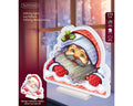 Led infinity santa bunt led weihnachtsfensterdekoration mit rotem und weißem hut, bart und schneeflockenakzenten