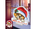 Led infinity hund bunt 1.3x32.5x30cm mit weihnachtshut und fröhlichem cartoon-design als fensterlicht
