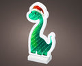 Led infinity dino warmweiße led dinosaurier licht mit grüner farbe und rotem weiße santa hut mit leuchtpunkten