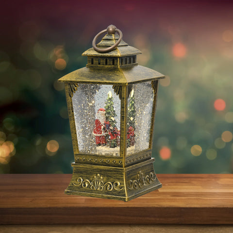 LED Wassersprenkler Laterne Santa gold warmweiße LED 11.5x11.5x24cm