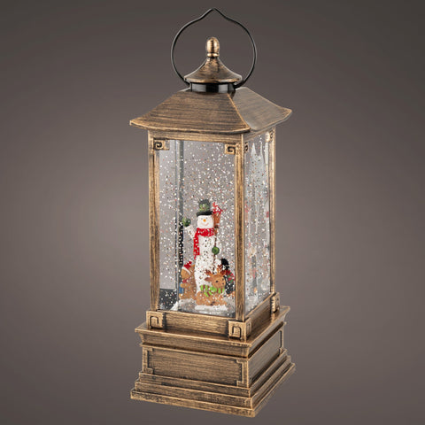 LED Wassersprenkler Schneemann gold warmweiße LED 10.5x10.5x28.5cm