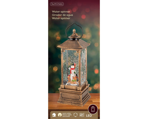 LED Wassersprenkler Schneemann gold warmweiße LED 10.5x10.5x28.5cm
