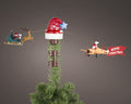 Led baumspitze plastik mit rotem und weißem weihnachtshut und blauem stern für den dauerbetrieb indoor
