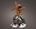 Festliche polyresin windmühle mit led beleuchtung und brauner holzstruktur für dauerbetrieb indoor